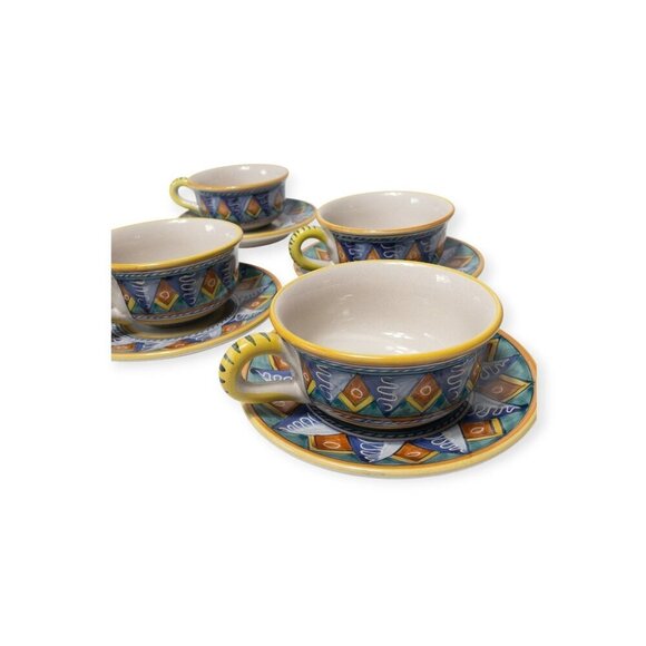 Starbucks Other - Vintage 90s Starbucks Sberna Deruta Exclusive Ceramic Cups & Saucers Set